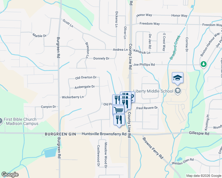 map of restaurants, bars, coffee shops, grocery stores, and more near 102 Rockingham Circle in Madison