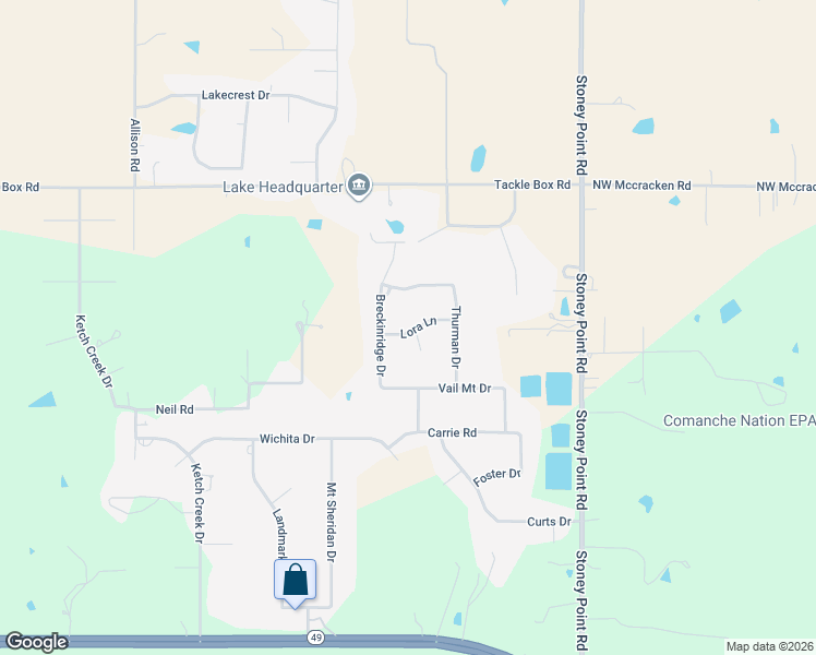 map of restaurants, bars, coffee shops, grocery stores, and more near 48 Travers Circle in Lawton