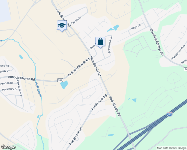 map of restaurants, bars, coffee shops, grocery stores, and more near 1806 Fork Shoals Road in Greenville