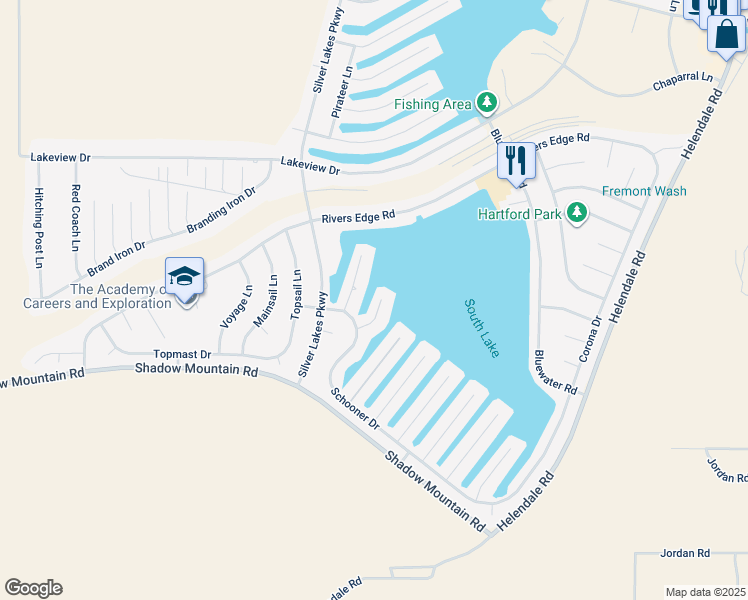 map of restaurants, bars, coffee shops, grocery stores, and more near 26586 Spar Lane in Helendale