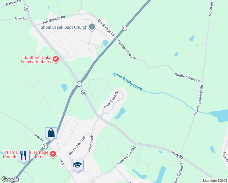 map of restaurants, bars, coffee shops, grocery stores, and more near 32 Great Lawn Drive in Piedmont