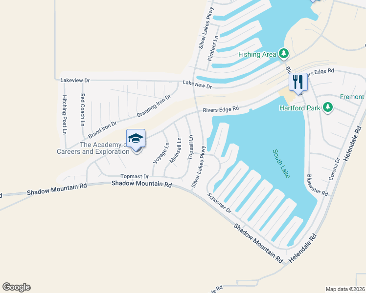 map of restaurants, bars, coffee shops, grocery stores, and more near 26601 Mainsail Lane in Helendale