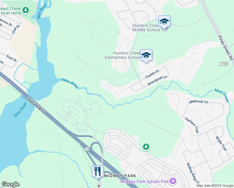 map of restaurants, bars, coffee shops, grocery stores, and more near 893 West Pueblo Drive in Jacksonville