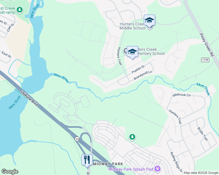 map of restaurants, bars, coffee shops, grocery stores, and more near 960 West Pueblo Drive in Jacksonville