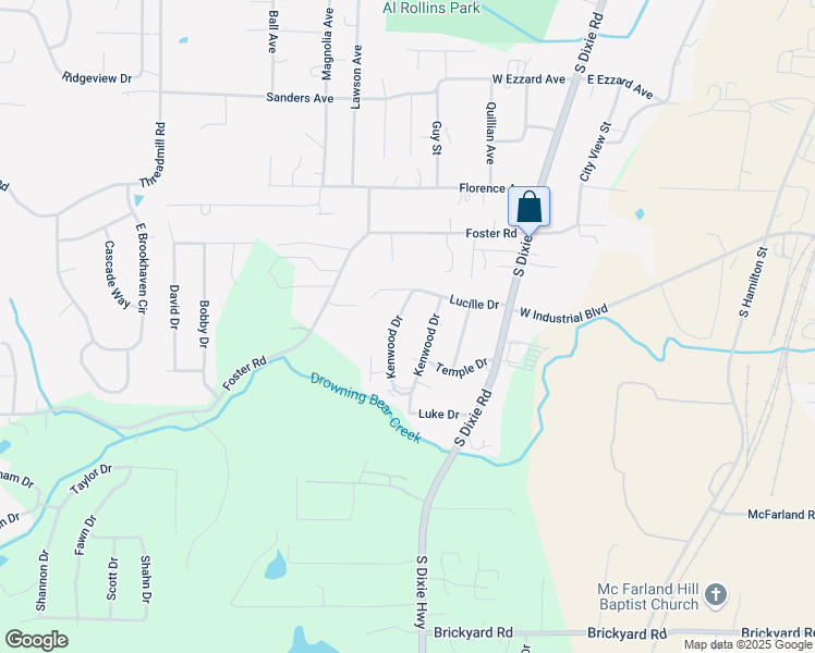 map of restaurants, bars, coffee shops, grocery stores, and more near 2207 Kenwood Drive in Dalton