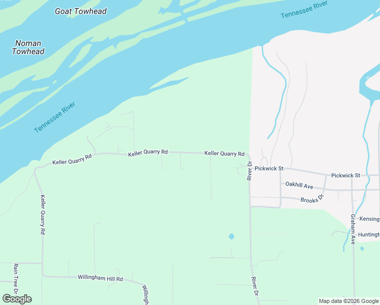 map of restaurants, bars, coffee shops, grocery stores, and more near Keller Quarry Road in Tuscumbia