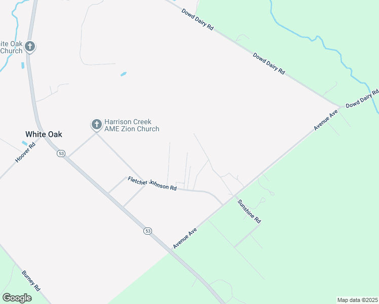 map of restaurants, bars, coffee shops, grocery stores, and more near 230 Fletcher Johnson Road in White Oak