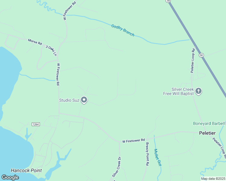map of restaurants, bars, coffee shops, grocery stores, and more near 207 Mulligan Drive in Swansboro
