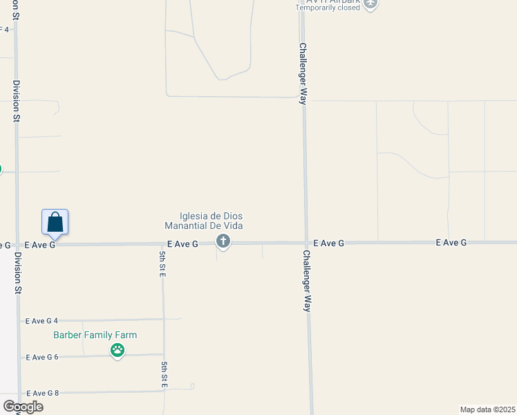 map of restaurants, bars, coffee shops, grocery stores, and more near 0 East Avenue G 6 in Lancaster