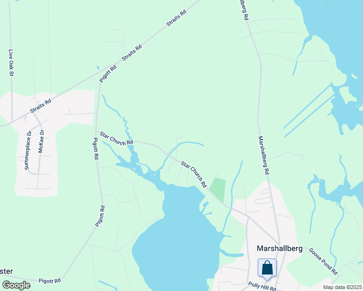 map of restaurants, bars, coffee shops, grocery stores, and more near 372 Star Church Road in Marshallberg