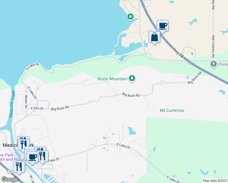 map of restaurants, bars, coffee shops, grocery stores, and more near Bison Bluff in Lawton
