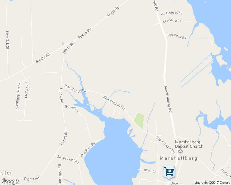 map of restaurants, bars, coffee shops, grocery stores, and more near 372 Star Church Road in Marshallberg