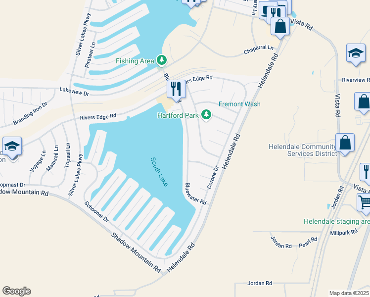 map of restaurants, bars, coffee shops, grocery stores, and more near 26622 Bluewater Road in Helendale