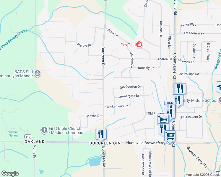 map of restaurants, bars, coffee shops, grocery stores, and more near 350 Old Overton Drive in Madison