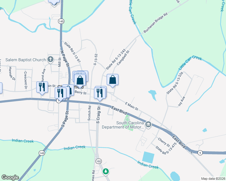 map of restaurants, bars, coffee shops, grocery stores, and more near 321 State Road S-13-99 in Chesterfield