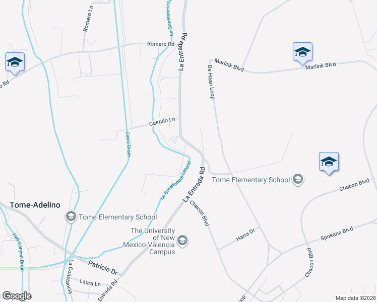map of restaurants, bars, coffee shops, grocery stores, and more near 307 La Entrada Road in Los Lunas