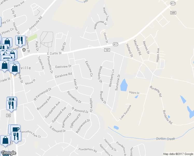 map of restaurants, bars, coffee shops, grocery stores, and more near 304 Wemberly Drive in Simpsonville