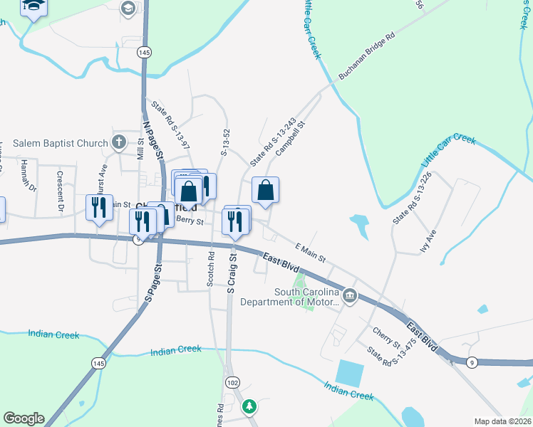 map of restaurants, bars, coffee shops, grocery stores, and more near 321 State Road S-13-99 in Chesterfield