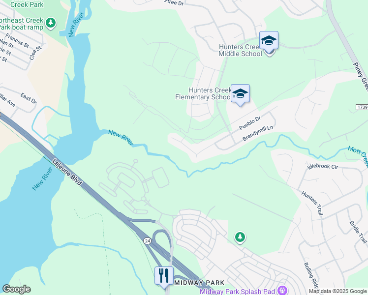 map of restaurants, bars, coffee shops, grocery stores, and more near 125 Mesa Lane in Jacksonville
