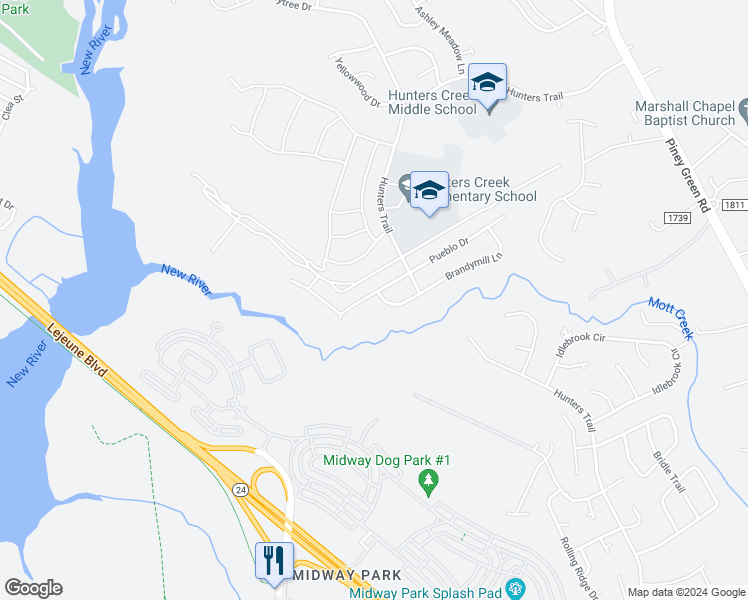 map of restaurants, bars, coffee shops, grocery stores, and more near 992 West Pueblo Drive in Jacksonville