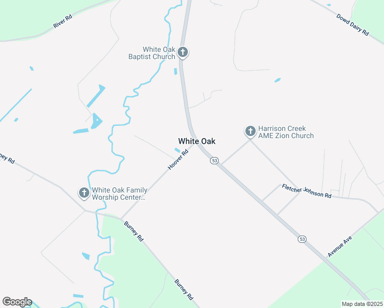 map of restaurants, bars, coffee shops, grocery stores, and more near 9297 North Carolina 53 in White Oak