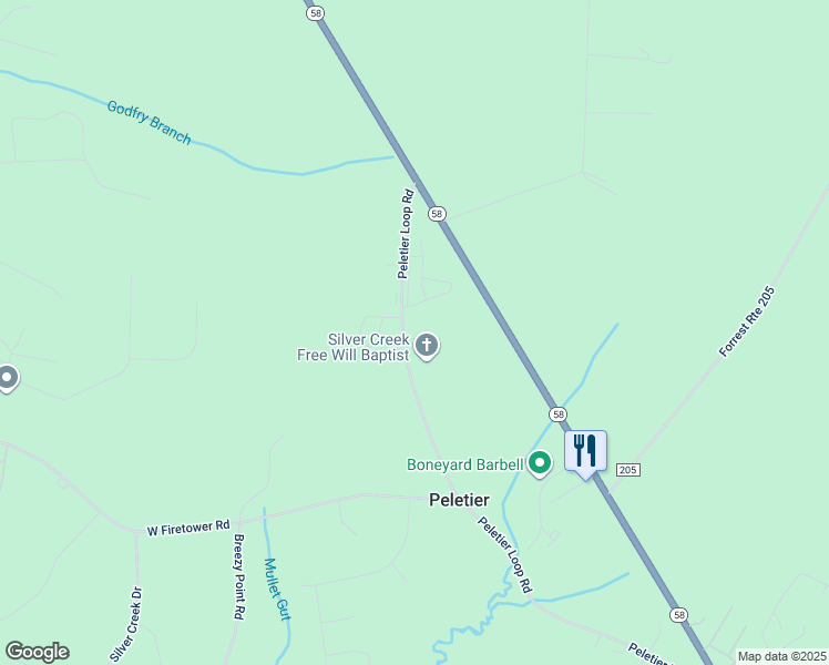 map of restaurants, bars, coffee shops, grocery stores, and more near 550 Peletier Loop Road in Swansboro