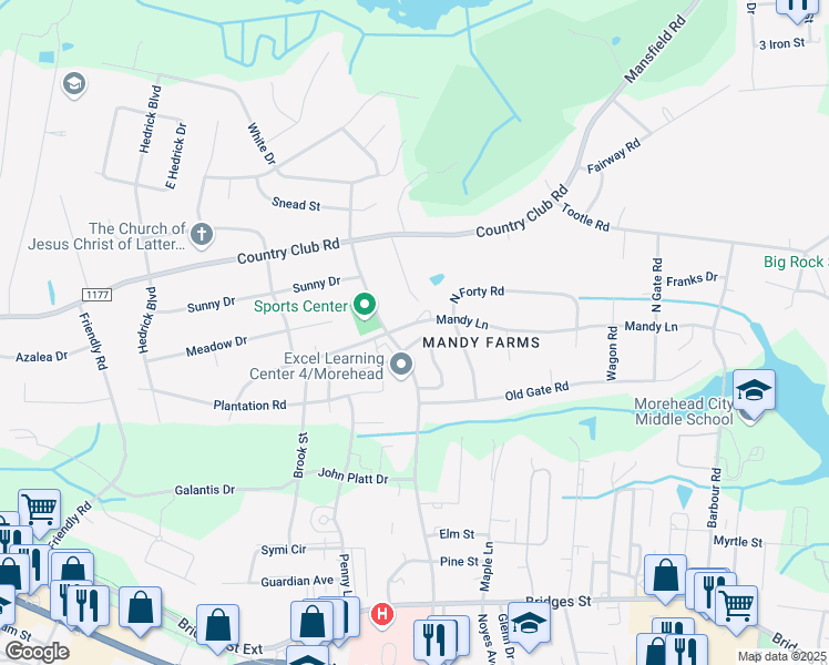 map of restaurants, bars, coffee shops, grocery stores, and more near 600 North 35th Street in Morehead City