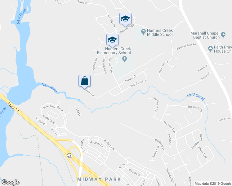 map of restaurants, bars, coffee shops, grocery stores, and more near 1985 West Brandymill Lane in Jacksonville