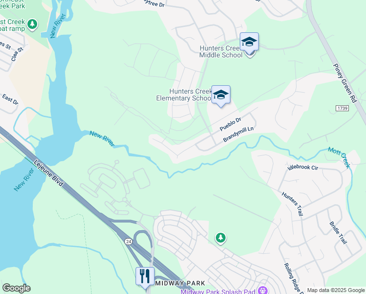 map of restaurants, bars, coffee shops, grocery stores, and more near 969 West Pueblo Drive in Jacksonville