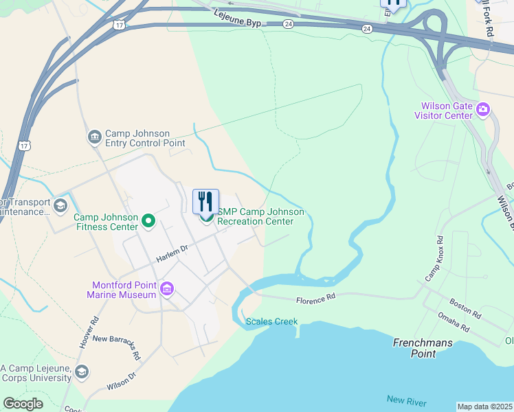 map of restaurants, bars, coffee shops, grocery stores, and more near Company D Street in Jacksonville