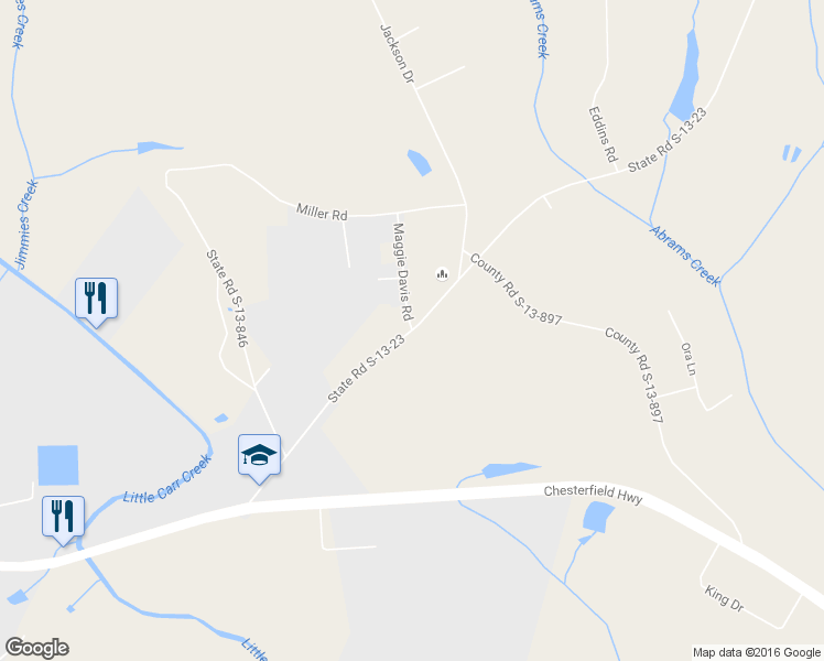 map of restaurants, bars, coffee shops, grocery stores, and more near State Road S-13-23 in Chesterfield