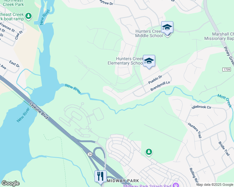 map of restaurants, bars, coffee shops, grocery stores, and more near 118 Mesa Lane in Jacksonville