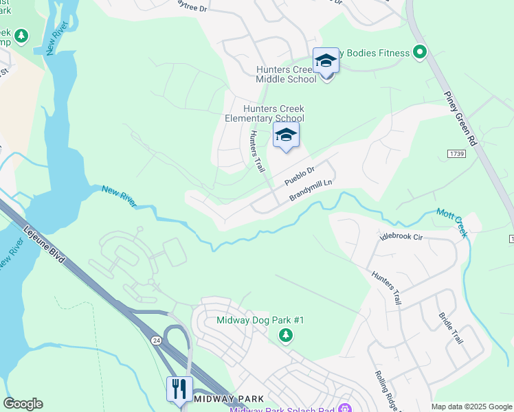 map of restaurants, bars, coffee shops, grocery stores, and more near 1072 West Pueblo Drive in Jacksonville
