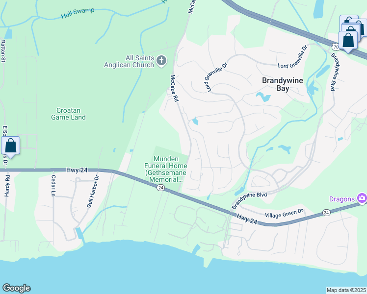 map of restaurants, bars, coffee shops, grocery stores, and more near 448 McCabe Road in Newport