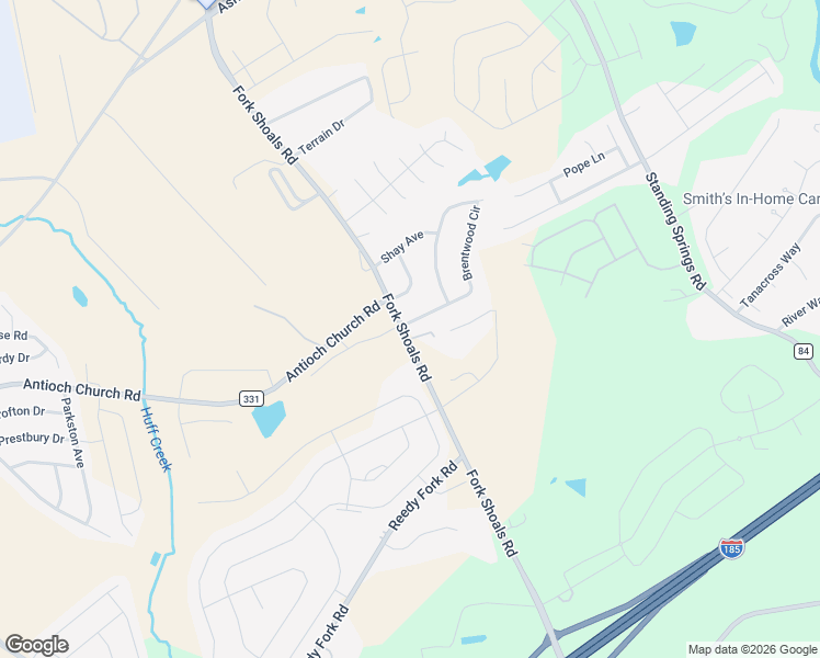 map of restaurants, bars, coffee shops, grocery stores, and more near 1801 Fork Shoals Road in Greenville