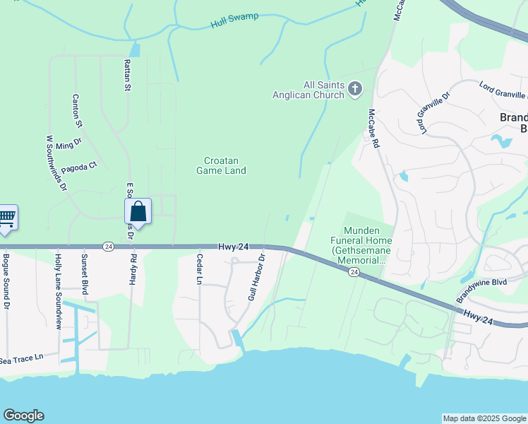 map of restaurants, bars, coffee shops, grocery stores, and more near 107 Pinewood Drive in Newport