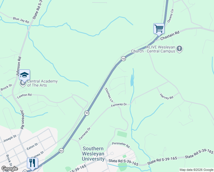 map of restaurants, bars, coffee shops, grocery stores, and more near 120 Thomas Lane in Central