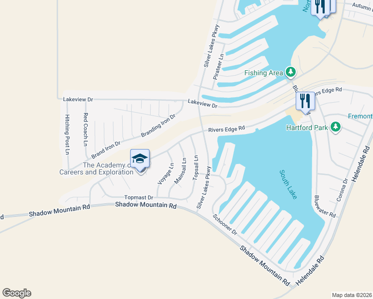 map of restaurants, bars, coffee shops, grocery stores, and more near 26714 Topsail Lane in Helendale