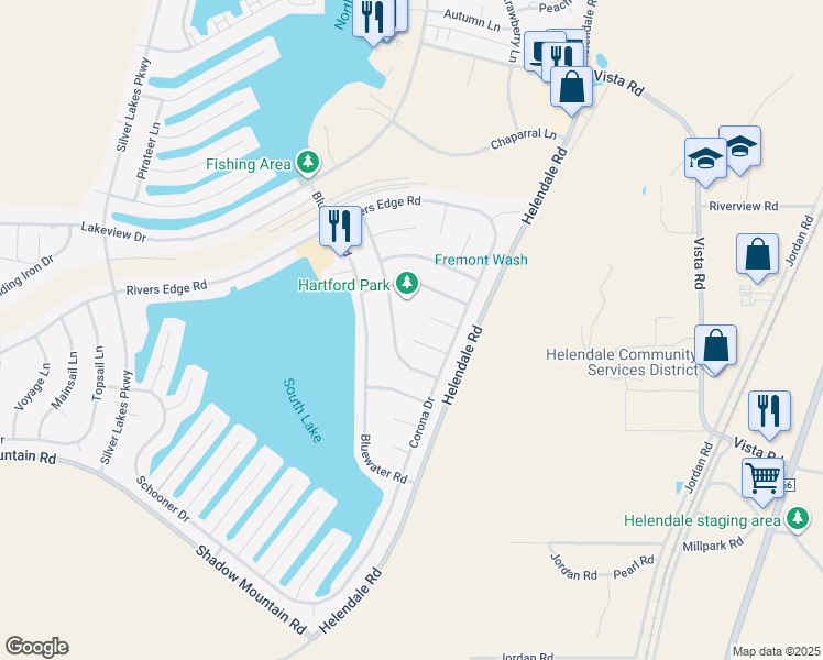 map of restaurants, bars, coffee shops, grocery stores, and more near 14784 Kent Lane in Helendale