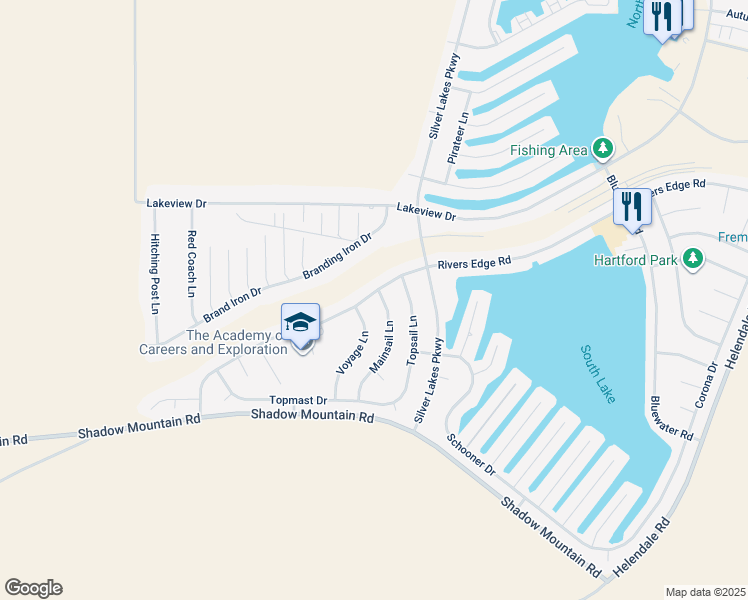 map of restaurants, bars, coffee shops, grocery stores, and more near 26682 Mainsail Lane in Helendale