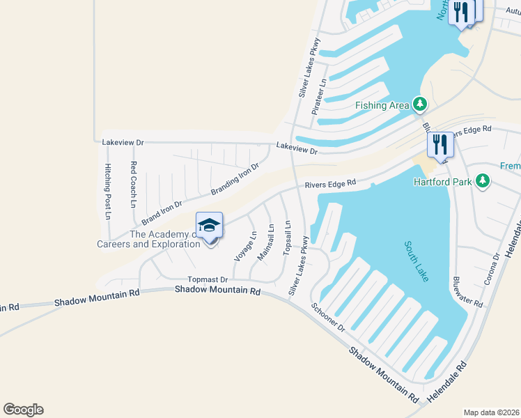 map of restaurants, bars, coffee shops, grocery stores, and more near 14158 Rivers Edge Road in Helendale