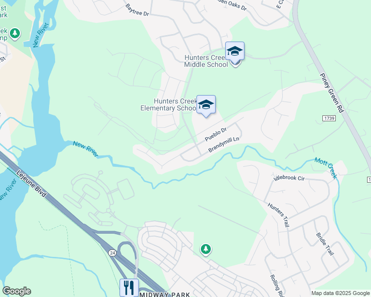 map of restaurants, bars, coffee shops, grocery stores, and more near 1081 West Pueblo Drive in Jacksonville