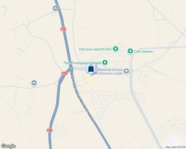 map of restaurants, bars, coffee shops, grocery stores, and more near route de saidia in Oujda