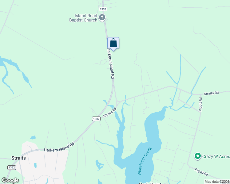 map of restaurants, bars, coffee shops, grocery stores, and more near Straits Cut-Off Road in Beaufort