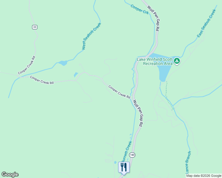 map of restaurants, bars, coffee shops, grocery stores, and more near 328 Cooper Creek Road in Suches