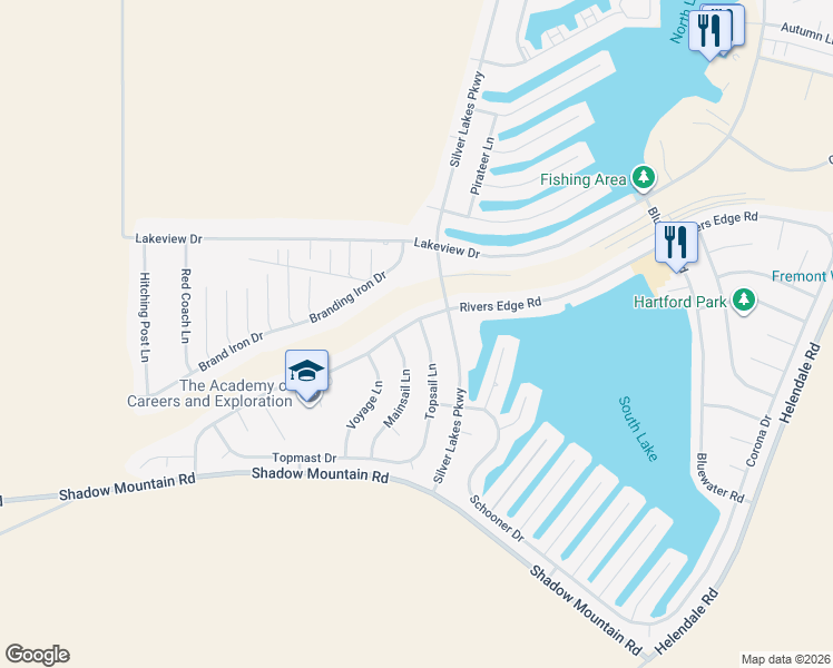 map of restaurants, bars, coffee shops, grocery stores, and more near 26704 Topsail Lane in Helendale