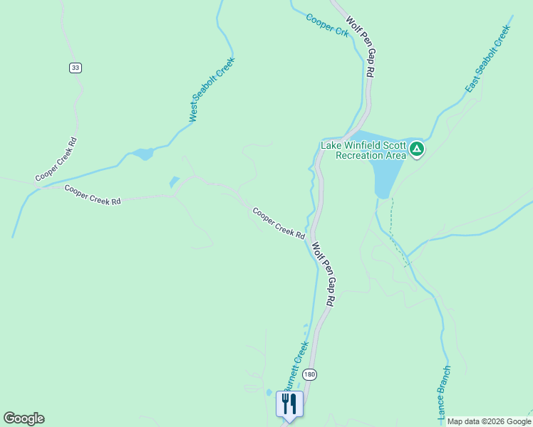 map of restaurants, bars, coffee shops, grocery stores, and more near 328 Cooper Creek Road in Suches