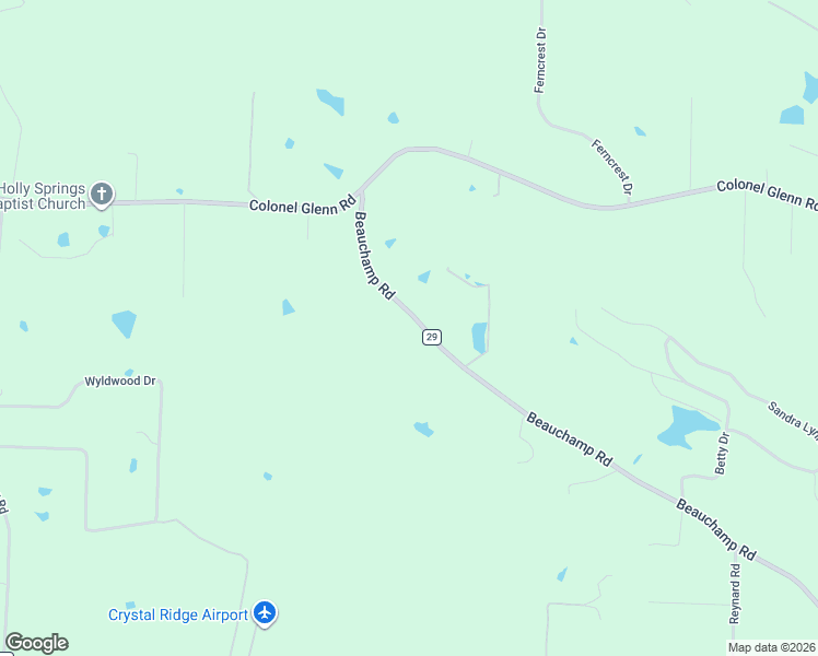 map of restaurants, bars, coffee shops, grocery stores, and more near 2304 Beauchamp Road in Little Rock