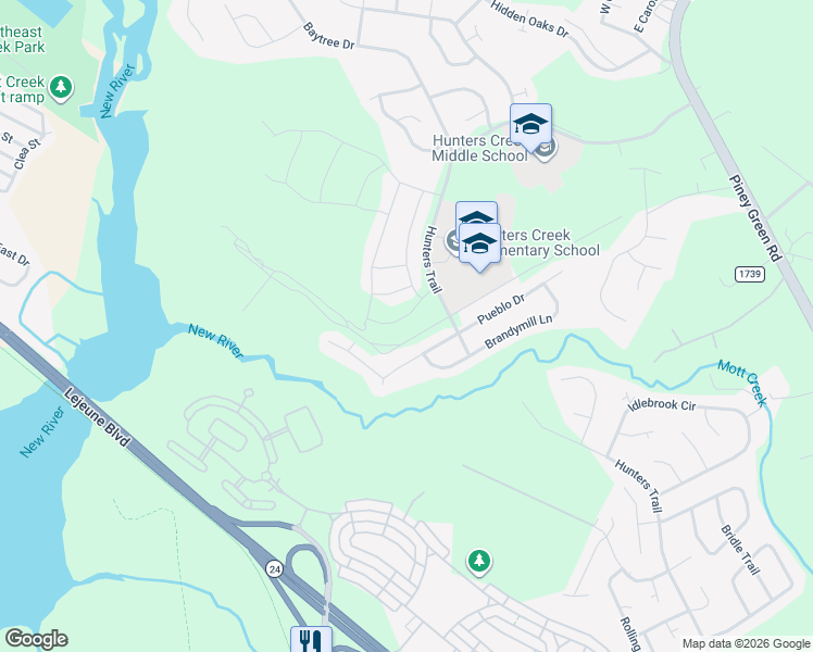map of restaurants, bars, coffee shops, grocery stores, and more near 1116 Farmhouse Lane in Jacksonville