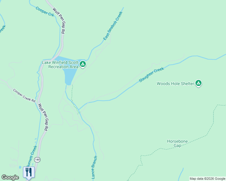 map of restaurants, bars, coffee shops, grocery stores, and more near 495 Slaughter Creek Road in Suches